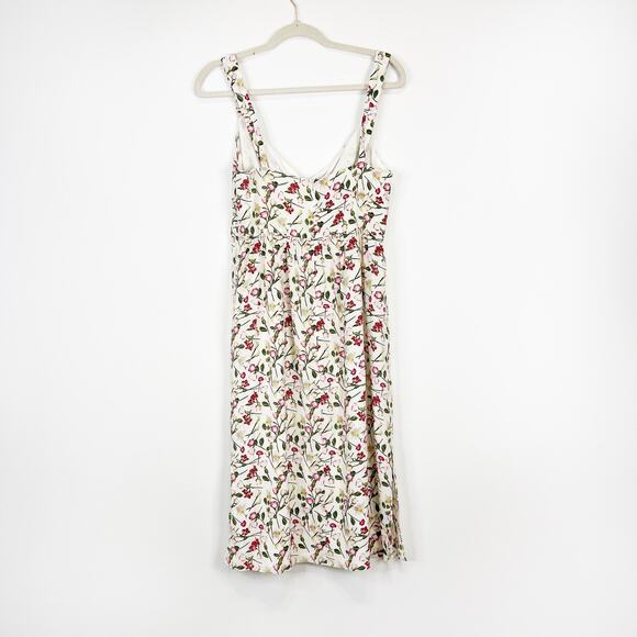 Club Monaco 100% silk midi dress floral rose pattern white pink Size 6 - Picture 8 of 10